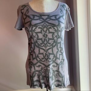 3/$12 Skinny Minnie short sleeve ribbed baby tee bling studs on front Size Small